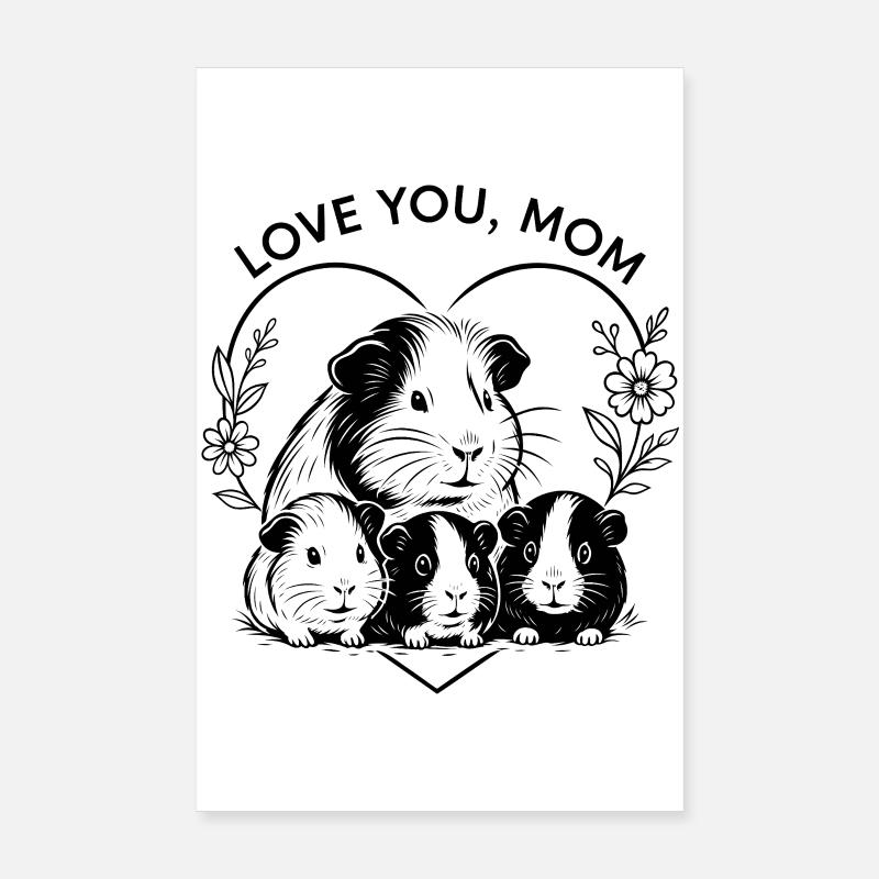 Meerschweinchen Mama Muttertag Geschenkidee Poster 20x30 cm