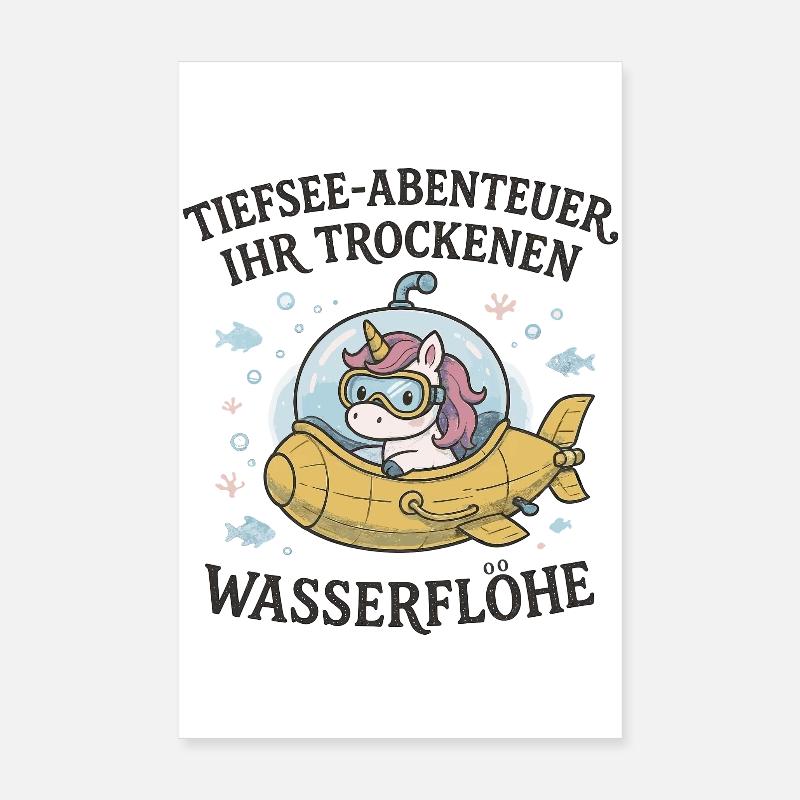 Einhorn-Tiefsee-U-Boot Poster 20x30 cm
