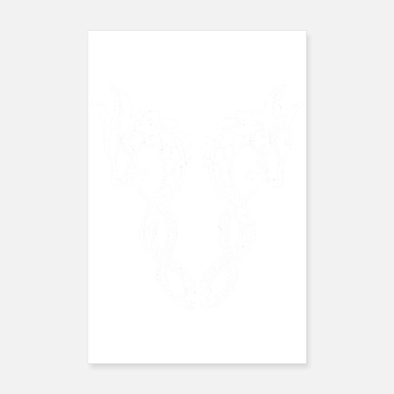 Dragon blanc à deux têtes Poster 20 x 30 cm