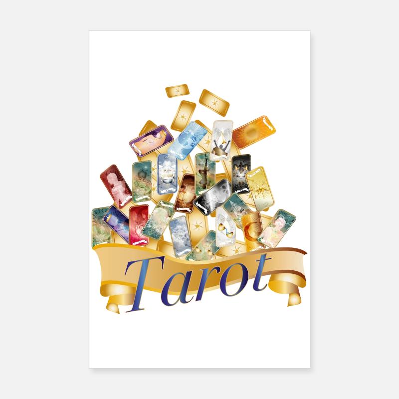 Magic Tarot Cards Collage with Mystical Banner Poster 8" x 12" (20x30 cm)