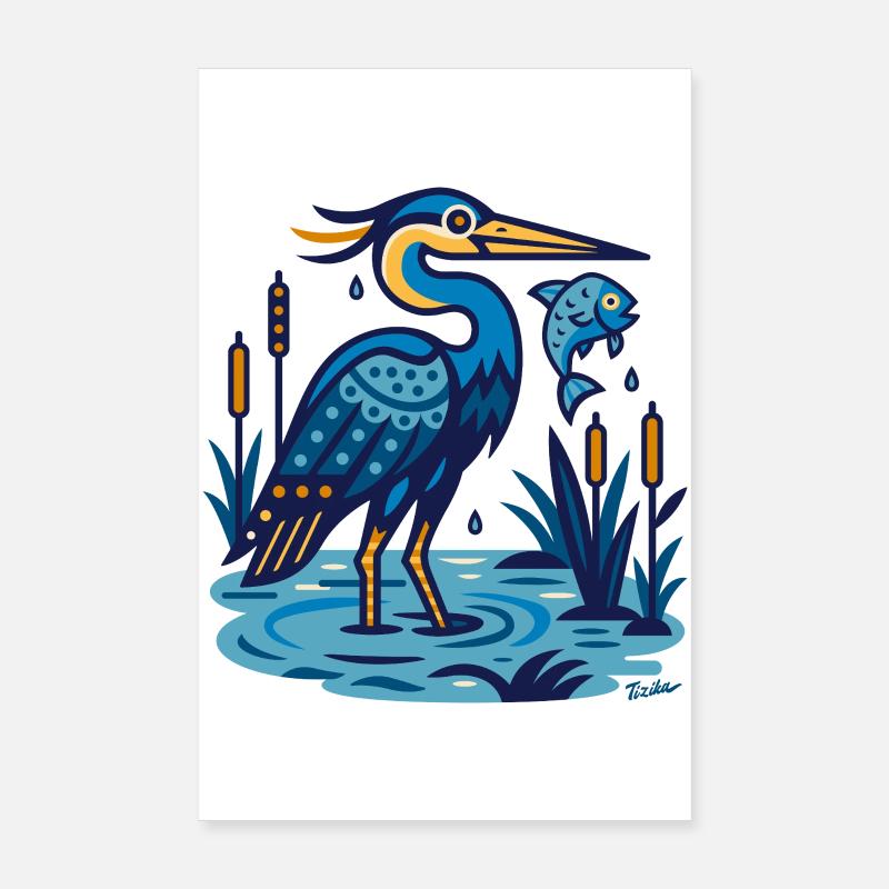 Héron cendré Poster 20 x 30 cm
