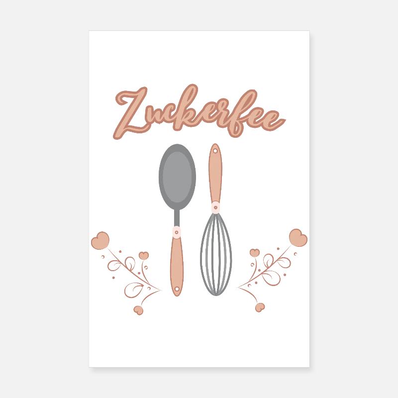Motif de cuisine de style maison de campagne « Fée Dragée » - Poster 20 x 30 cm - blanc