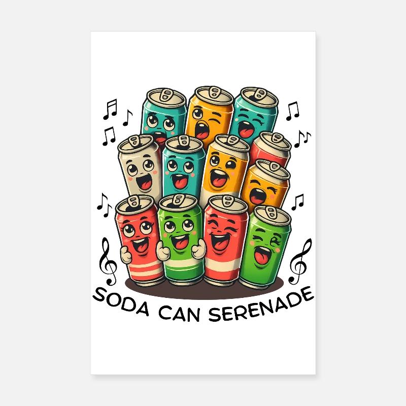 Cartoon Soda Cans With Faces Serenade Poster 8" x 12" (20x30 cm)