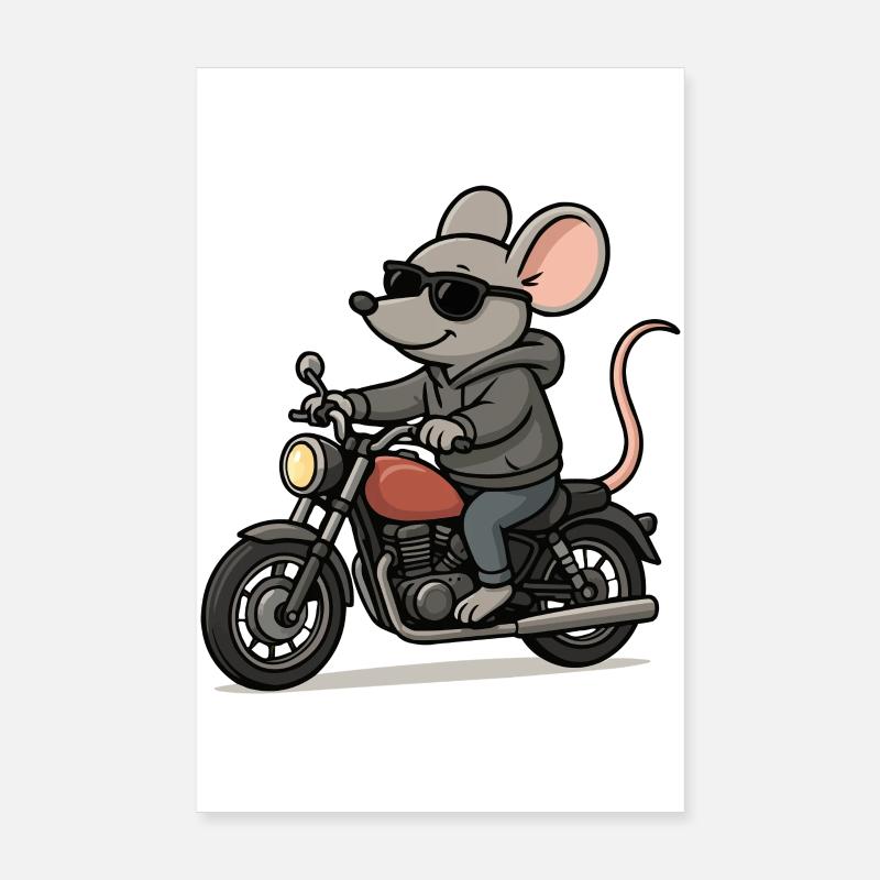 Stylish mouse on motorcycle Poster 8" x 12" (20x30 cm)