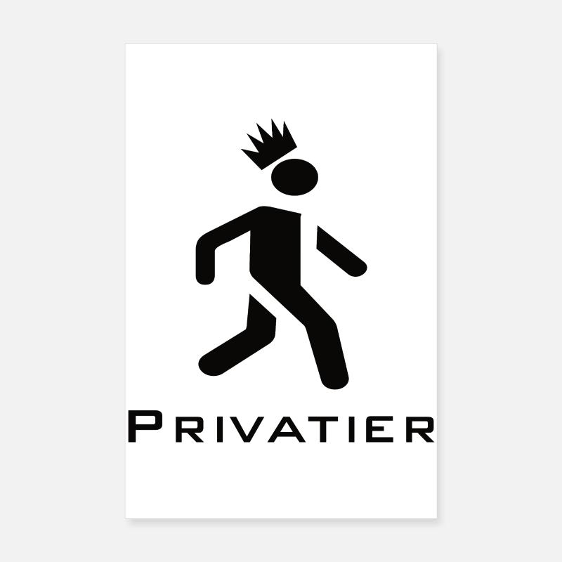 Privatier - Coureur avec Crown Design Black - Poster 20 x 30 cm - blanc