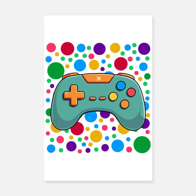 Colourful Gaming Controller Spotty Dotted Gaming Poster 8" x 12" (20x30 cm)