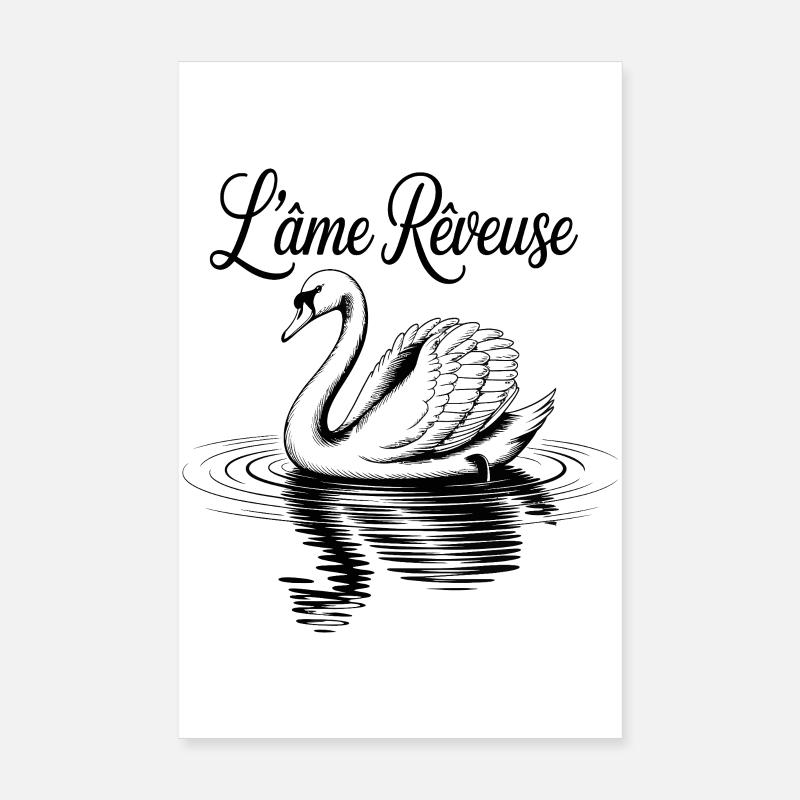 Romantic Black Swan on Water Poster 8" x 12" (20x30 cm)