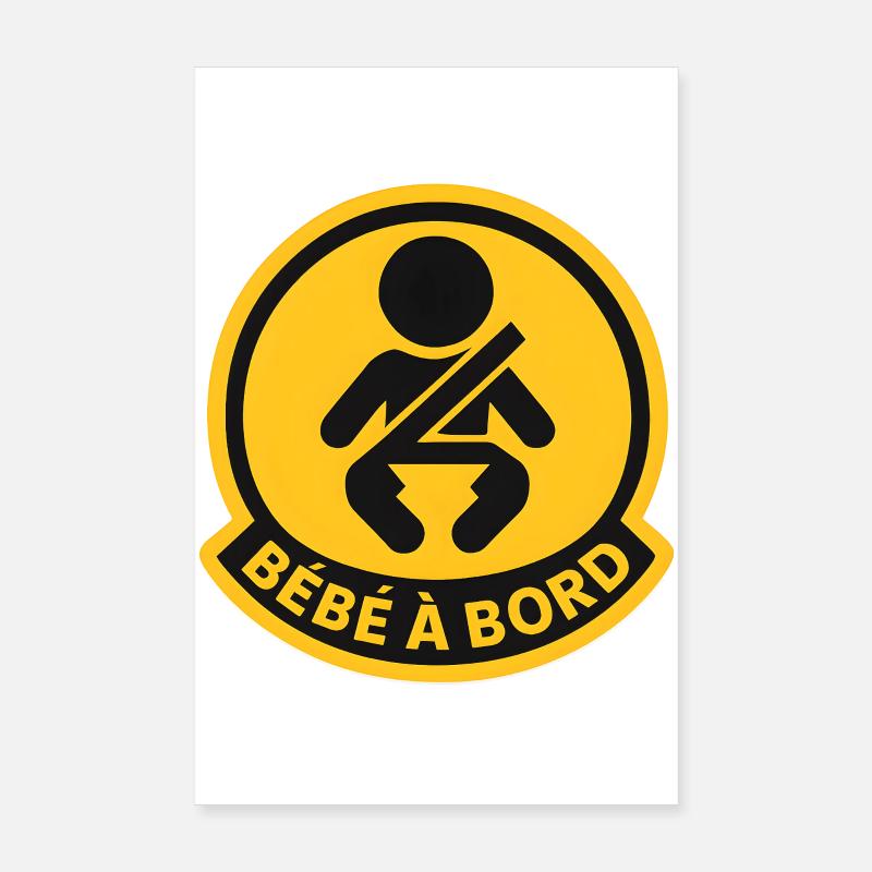 Bébé à Bord Jaune Badge Poster 20 x 30 cm