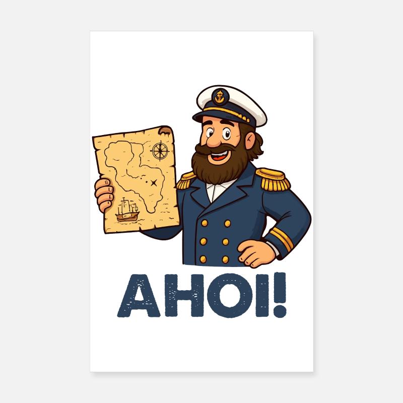Capitaine avec carte Ahoy Poster 20 x 30 cm