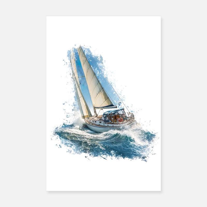 Segelboot im Wellenrauschen Poster 20x30 cm