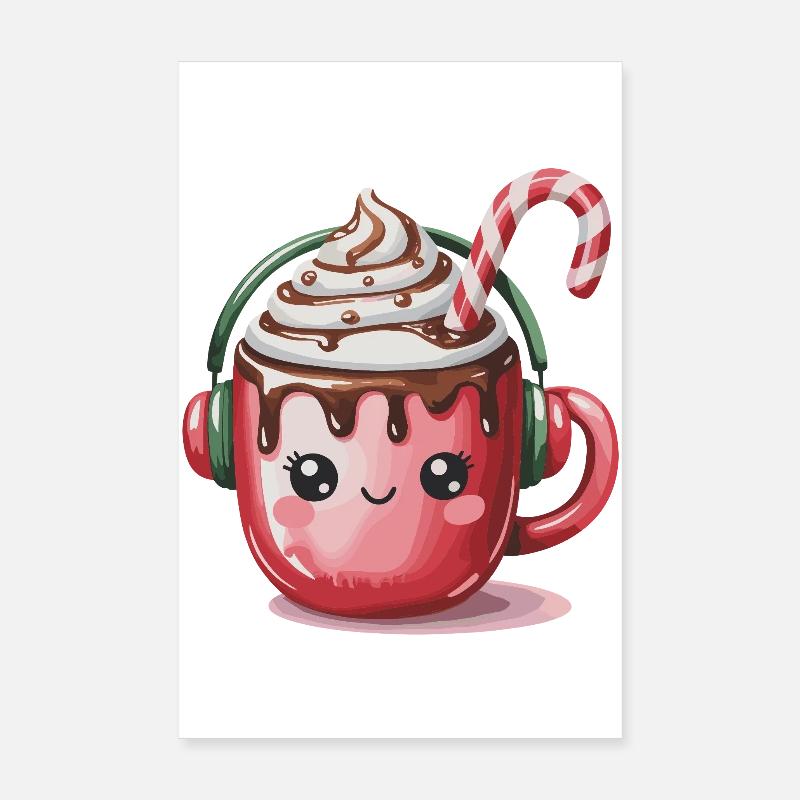 Cacao câlin avec des écouteurs Poster 20 x 30 cm