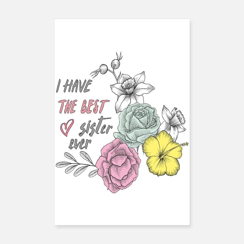 Beste Schwester Blüten Herz  Poster 20x30 cm