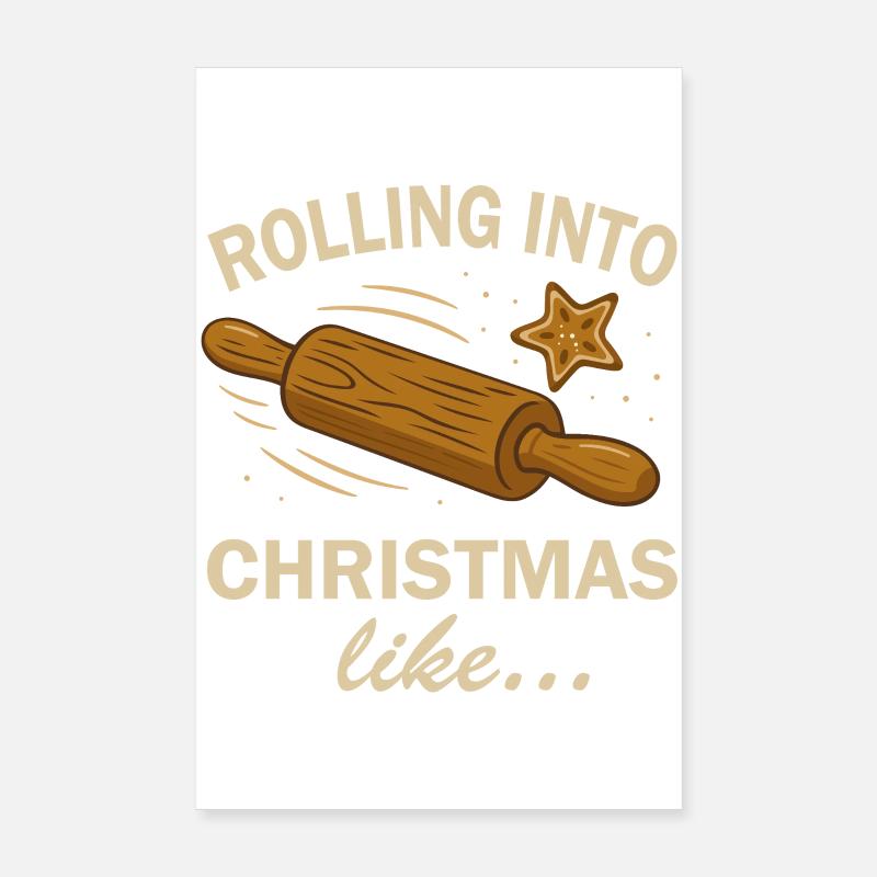 Christmas Christmas Bakery Rolling Dough and Biscuit Poster 8" x 12" (20x30 cm)