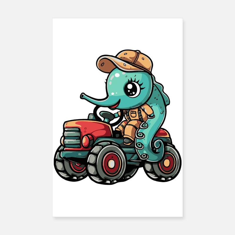 Seepferd Traktor Farmer Poster 20x30 cm