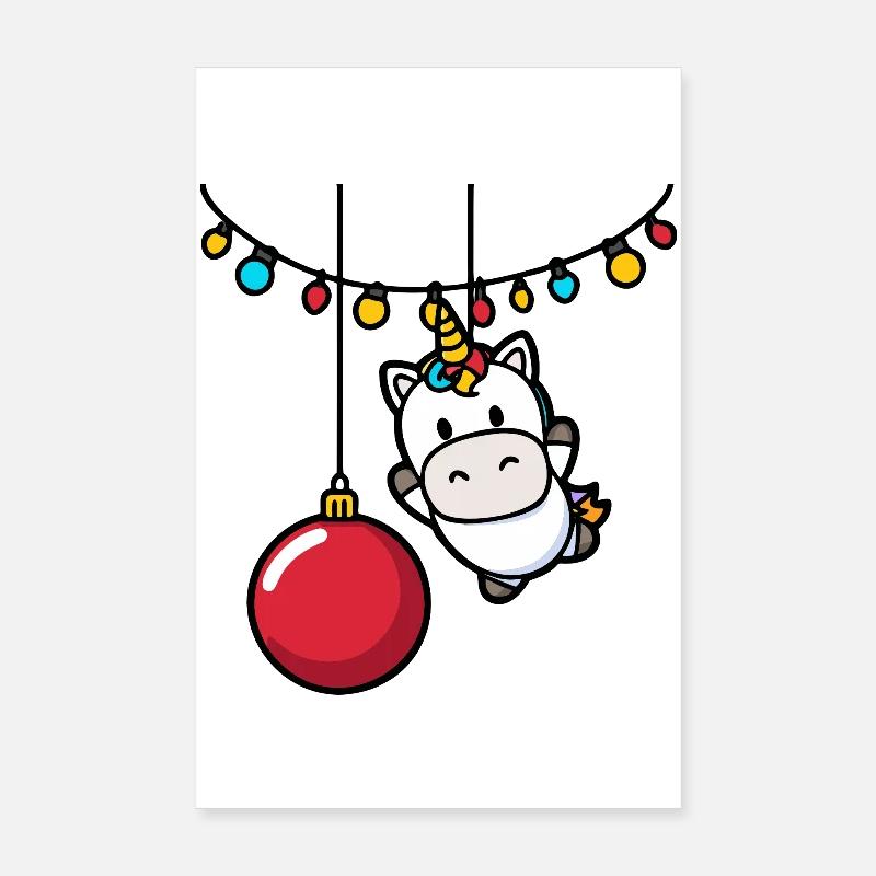 Ornement de Noël licorne de Noël Poster 20 x 30 cm