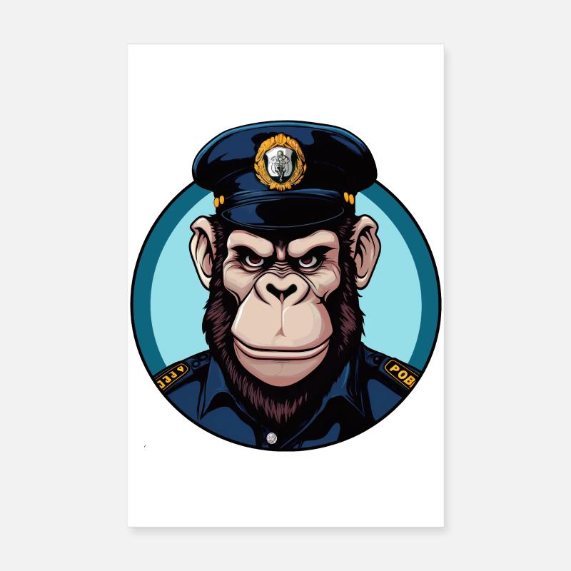 Policeman Monkey Poster 8" x 12" (20x30 cm)