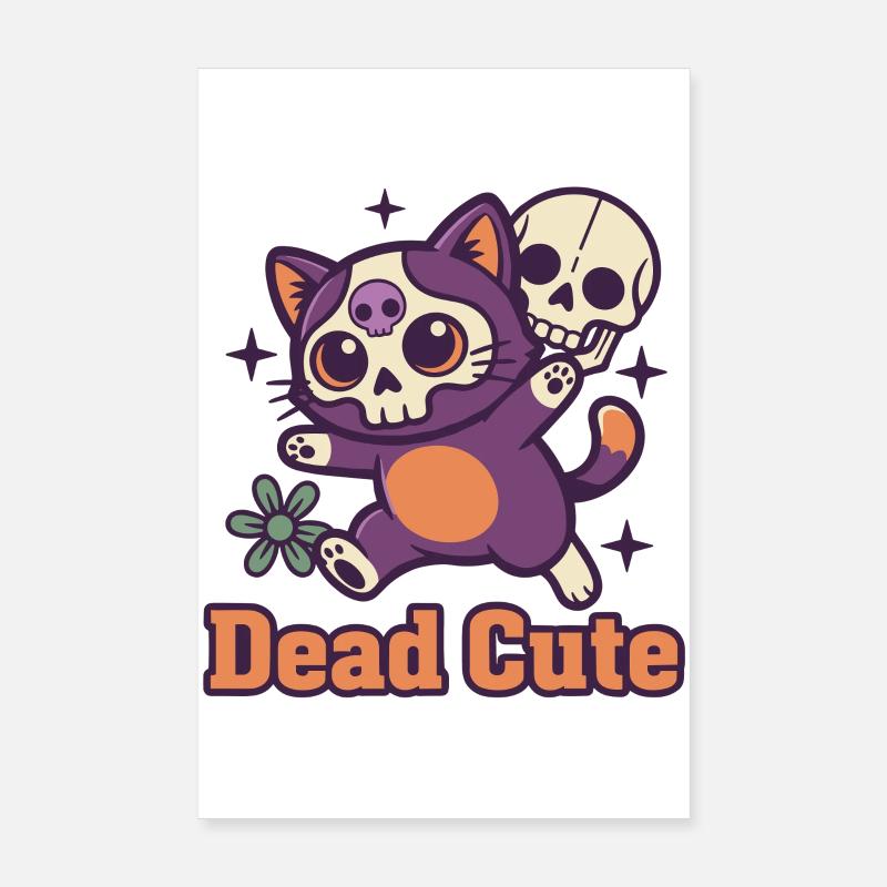 Squelette de chat mort mignon Poster 20 x 30 cm