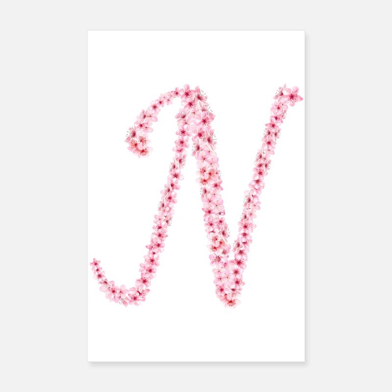 Cherry blossom initial N Poster 8" x 12" (20x30 cm)