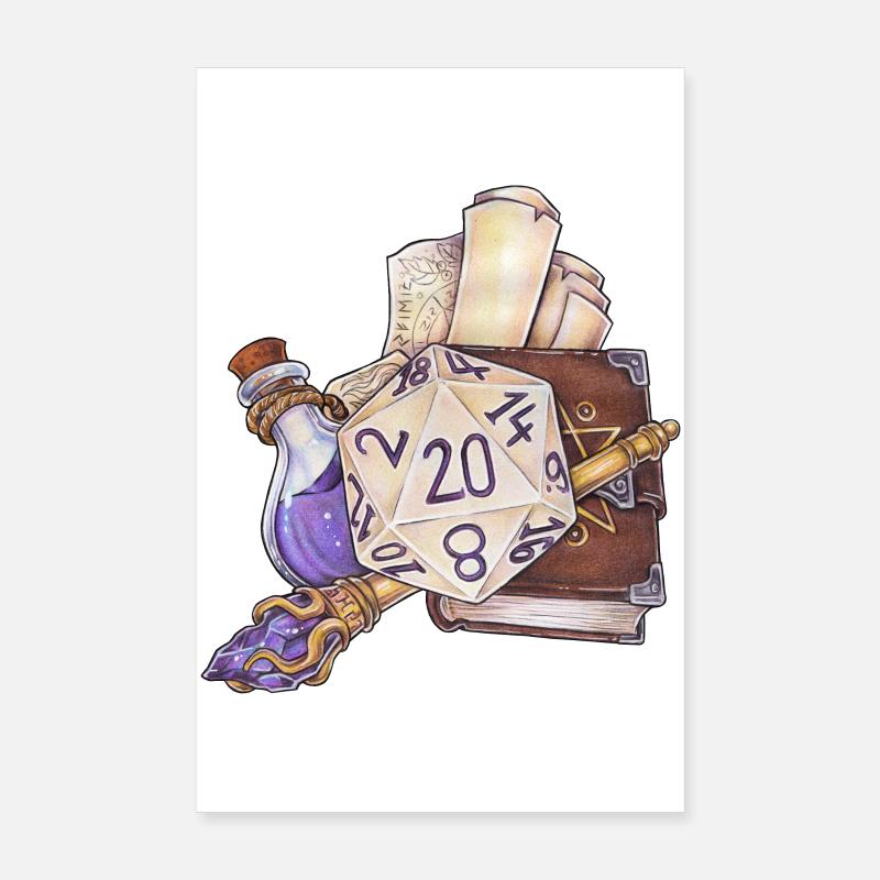 Rollenspiel Tabletop D20 Würfel Geschenk Zauberer  Poster 20x30 cm