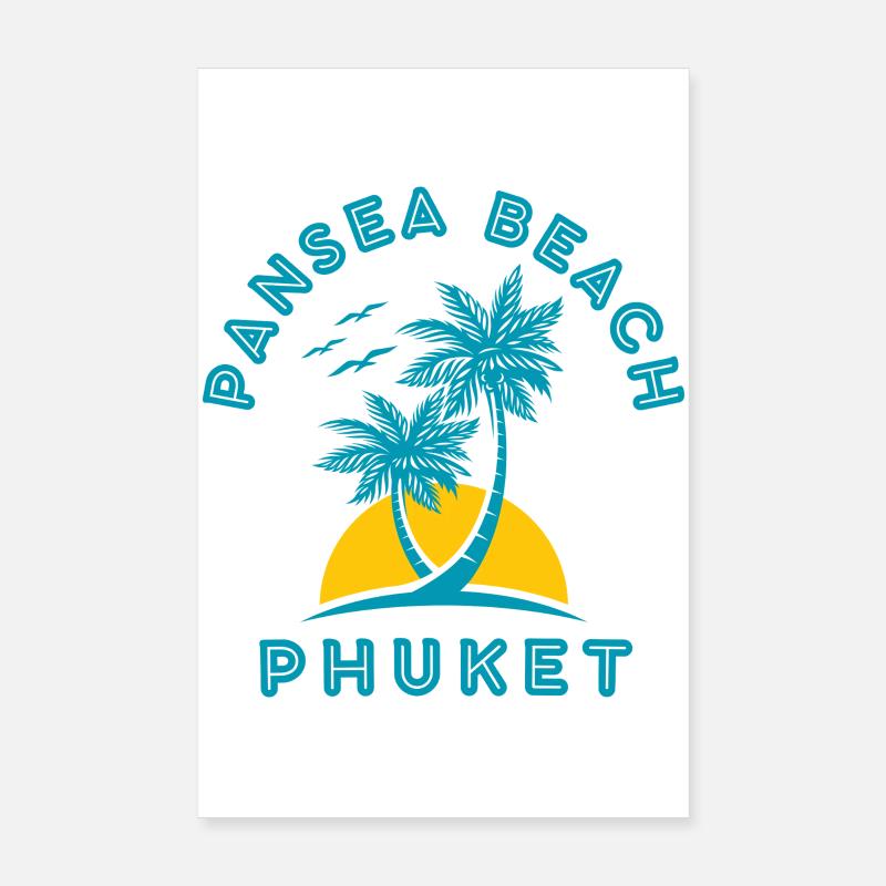 Phuket Beach Palms Sunset Poster 8" x 12" (20x30 cm)