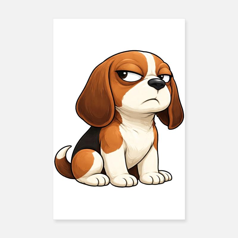 Dessin dessiné du chien caricatural Beagle arrogant cassé Poster 20 x 30 cm