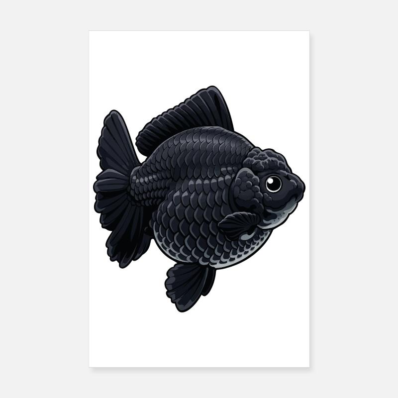 Dark Black Jumbo Oranda HQ Goldfish Poster 8" x 12" (20x30 cm)