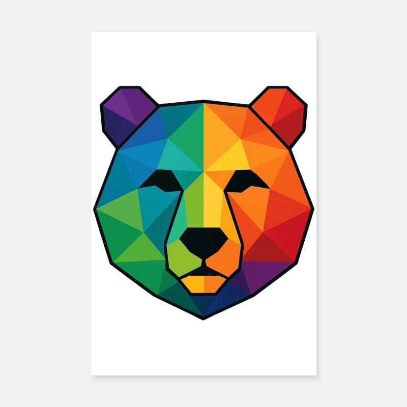 Bunte Pop-Art-Low-Poly-Bär Poster 20x30 cm
