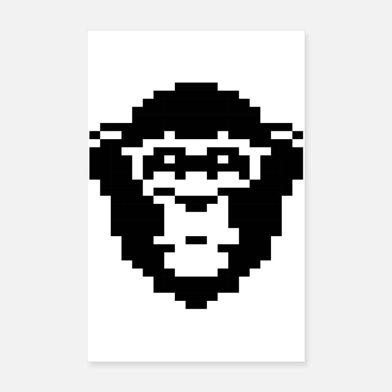 Conception du visage de singe pixelisé Poster 20 x 30 cm