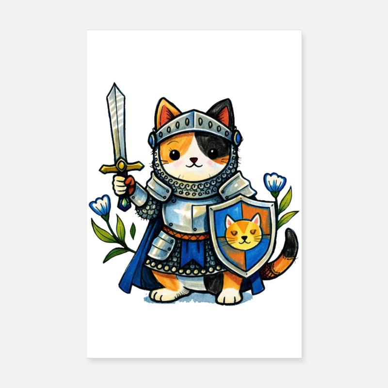 Knight Kitten Armor Quest Poster 8" x 12" (20x30 cm)