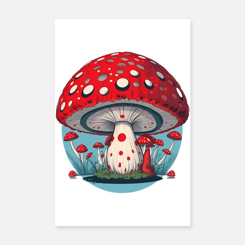 Red Mushroom - Toadstool - Lucky Mushroom Poster 8" x 12" (20x30 cm)