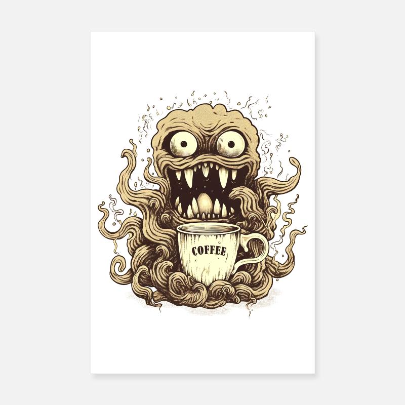Kaffeemonster  - Koffein Zombie - Morgenmuffel Poster 20x30 cm