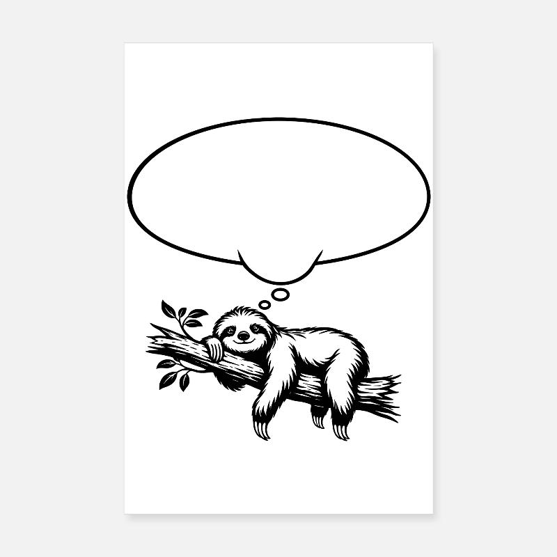 Faultier_chillend_mit_Denkblase Poster 20x30 cm