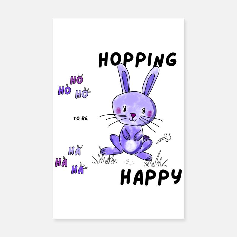 Bunny_hopping_to_be_happy Poster 20x30 cm