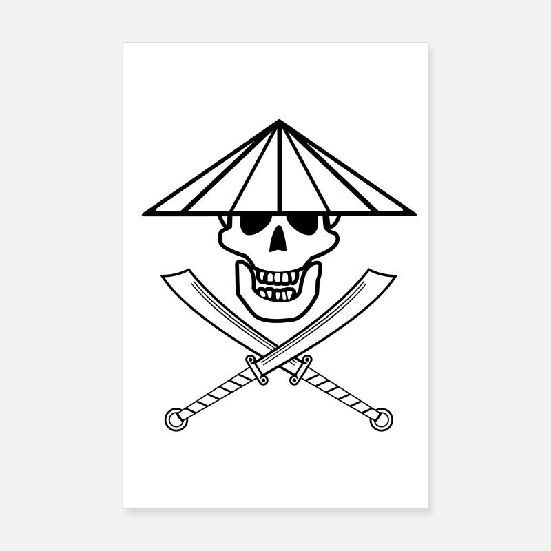 Asian Jolly Roger with conical hat Poster 8" x 12" (20x30 cm)