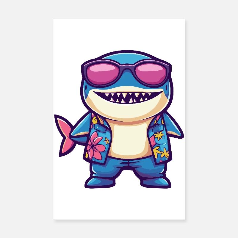 Shark Comic Vacation Poster 8" x 12" (20x30 cm)