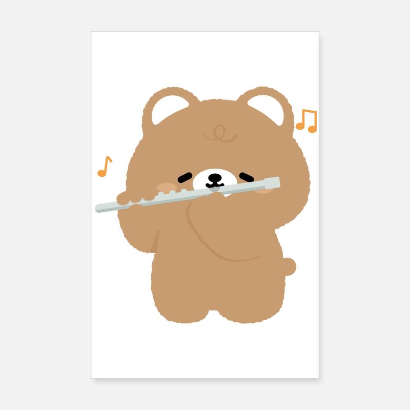 Bear Flute Serenade Poster 8" x 12" (20x30 cm)