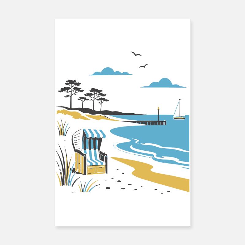 Idylle côtier : chaise longue et dune Poster 20 x 30 cm