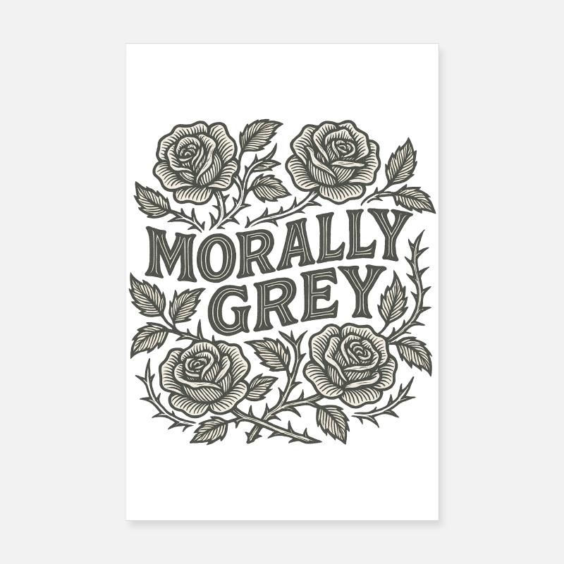 Roses Grises Morales Poster 20 x 30 cm