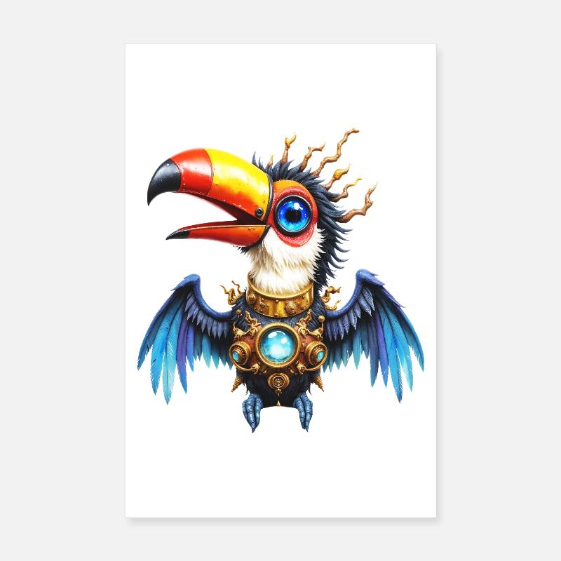 Toucan steampunk avec gemmes et engrenages Poster 20 x 30 cm