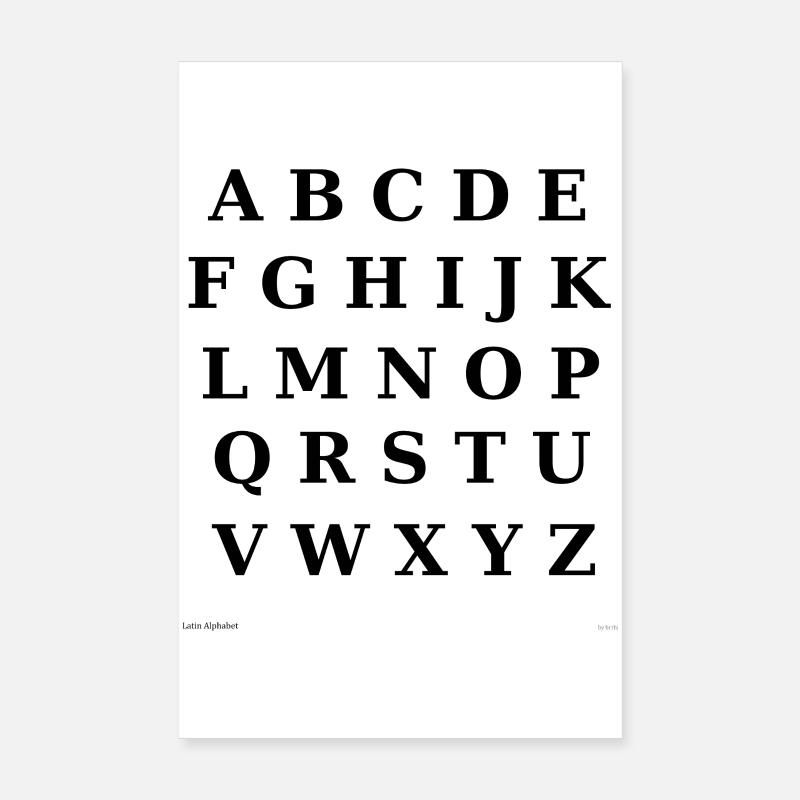 Lateinisches Alphabet (schwarz) Poster 20x30 cm