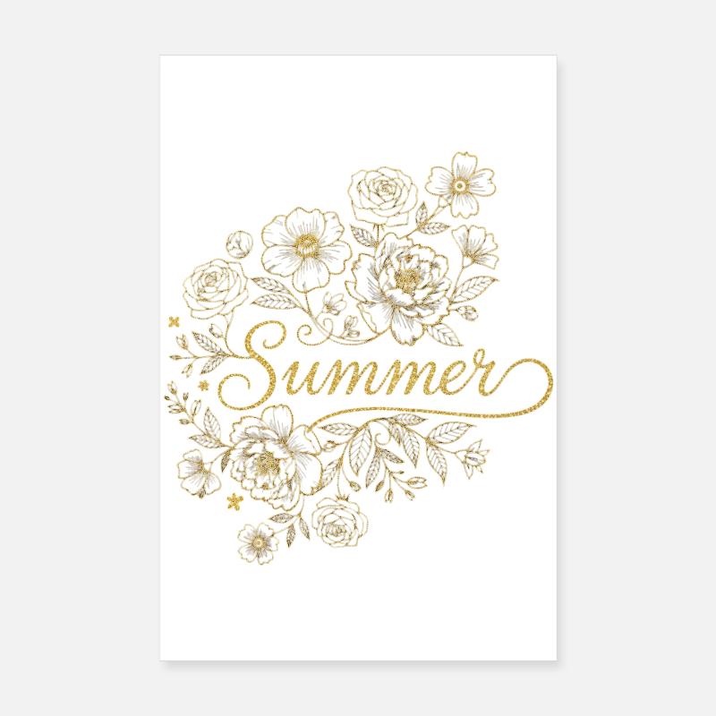 Goldenes Blumensommer Poster 20x30 cm