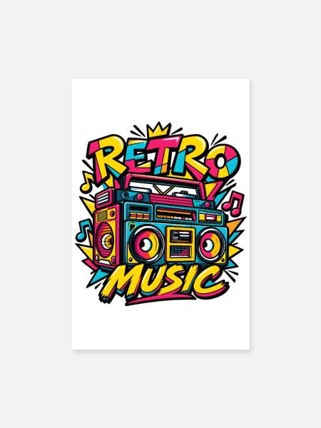 Retro-Musik - Poster 20x30 cm - Weiß