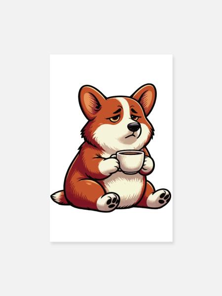 Corgi Corgis Welsh Corgi Corgibesitzer Corgis - Poster 20x30 cm - Weiß - Vorne