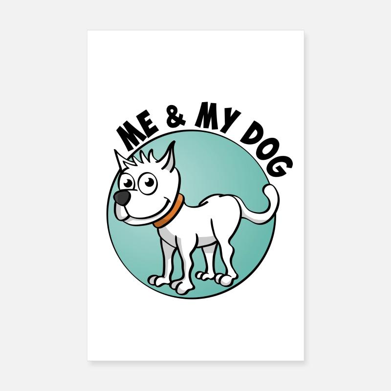 Moi et mon chien. Dessin joyeux d’un chien Poster 20 x 30 cm