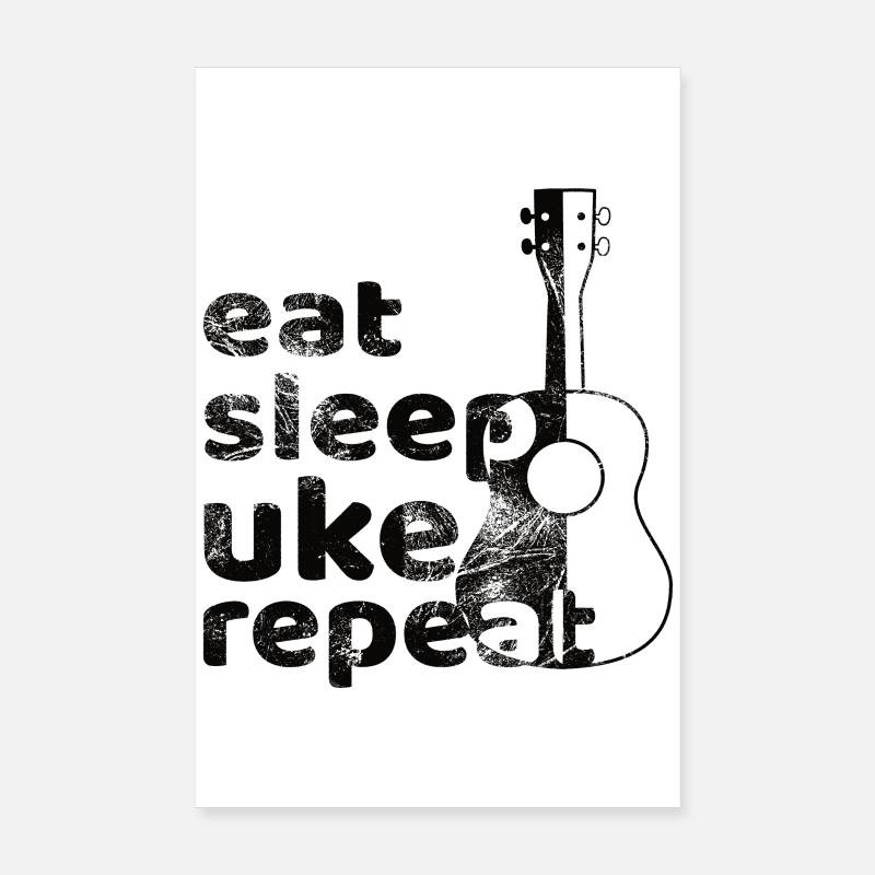 eat sleep uke repeat! schwarz Poster 20x30 cm