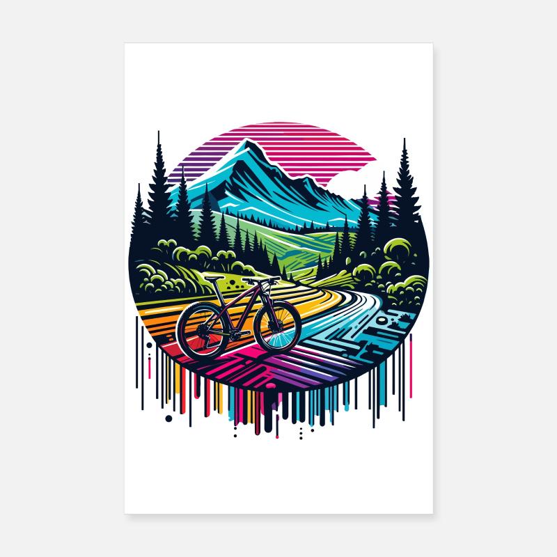 Paysage vibrant de vélo de montagne Poster 20 x 30 cm