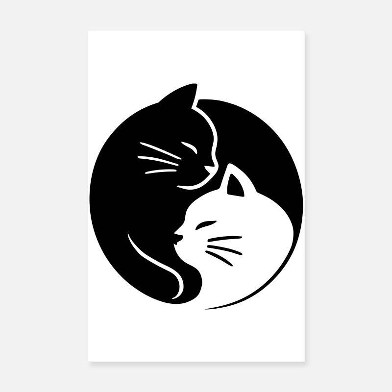 Chats Ying Yang Poster 20 x 30 cm