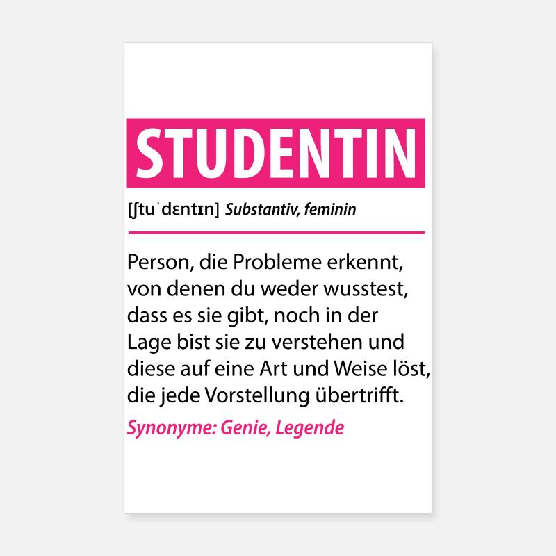 Studentin Lustige Definition Spruch Geschenk Poster 20x30 cm