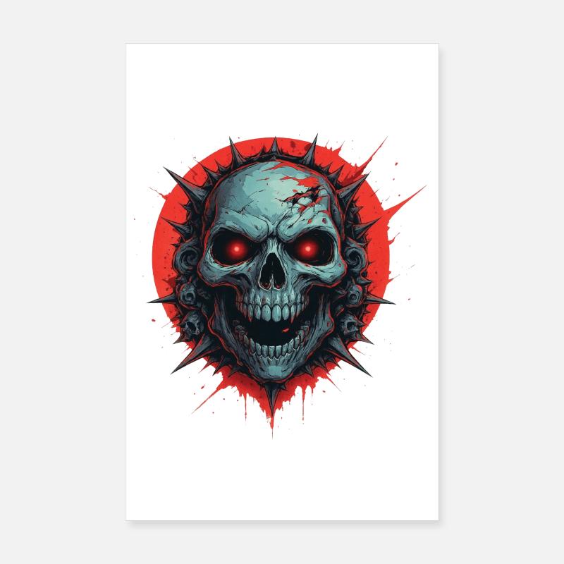 Ghost Skull with Red Vibes Poster 8" x 12" (20x30 cm)