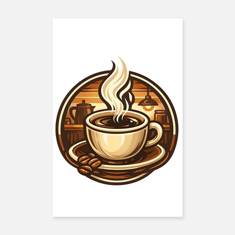 Coffee cup in a cozy cafe Poster 20x30 cm